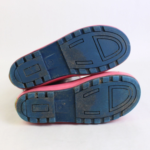 Western Chief Farmer Girl Blue Pink Rain Boots Size 2 Kids Galoshes Waterproof