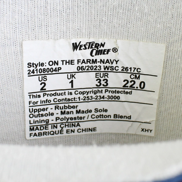 Western Chief Farmer Girl Blue Pink Rain Boots Size 2 Kids Galoshes Waterproof