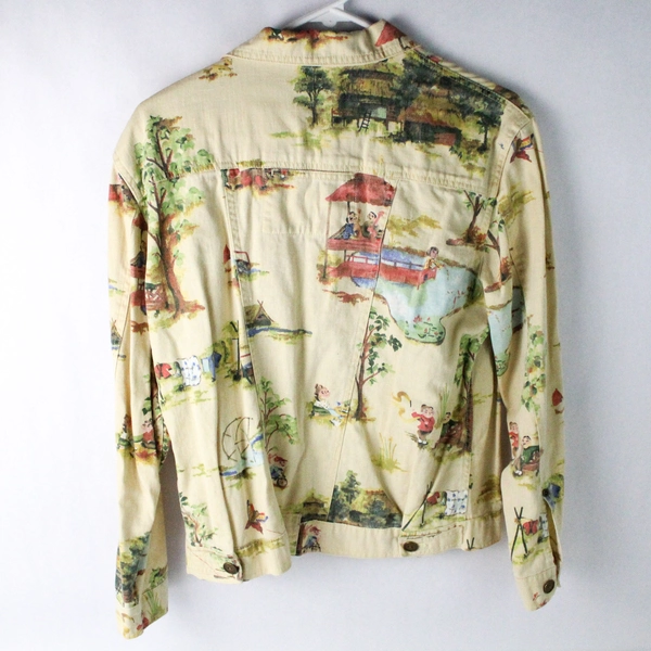 Chico's Yellow Button Up Multi Design Women's Size 1