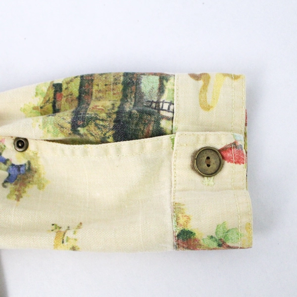 Chico's Yellow Button Up Multi Design Women's Size 1