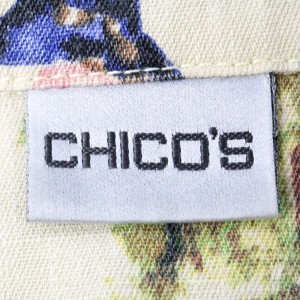 Chico's Yellow Button Up Multi Design Women's Size 1