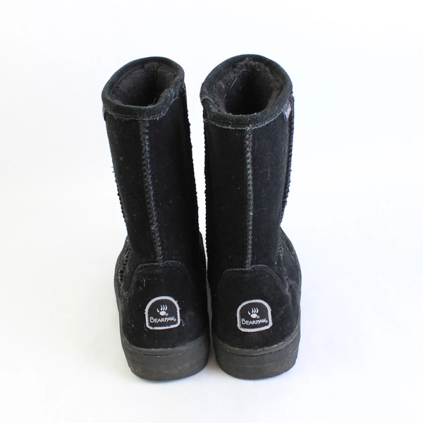 BEARPAW Women's Natural II Black Cow Suede Wool Lining Winter Boots Size 9/10