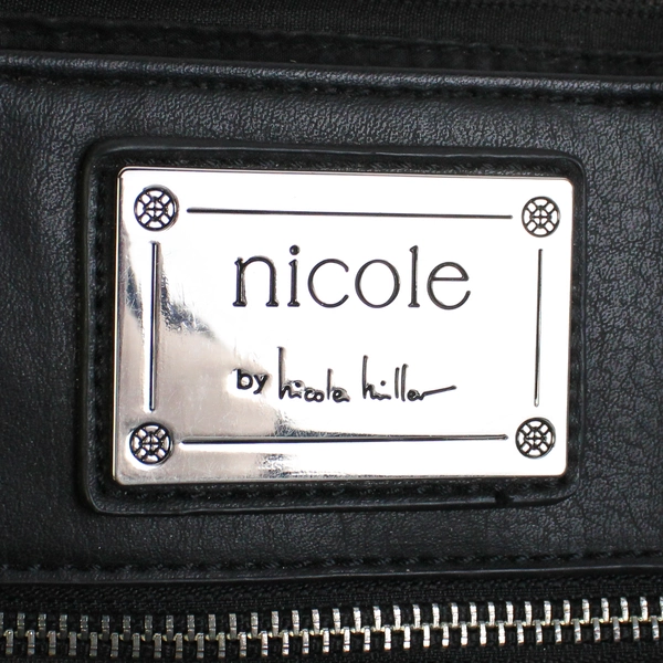 Nicole Miller Black Quilted Leather Shoulder Bag Women's Handbag