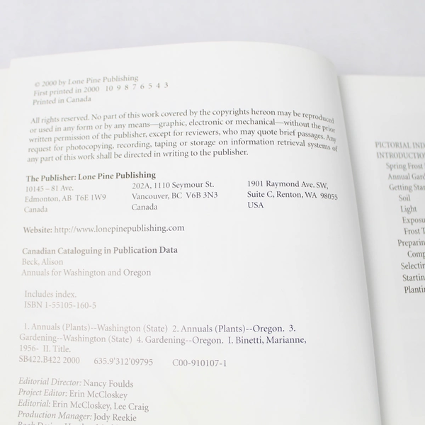 Annuals For Washington And Oregon by Alison Beck Marianne Binetti 2000 PB