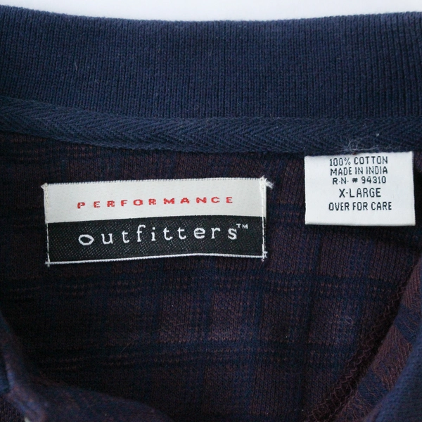 Performance Outfitters Men's XL Red & Blue Plaid 1/4 Button-Up Shirt