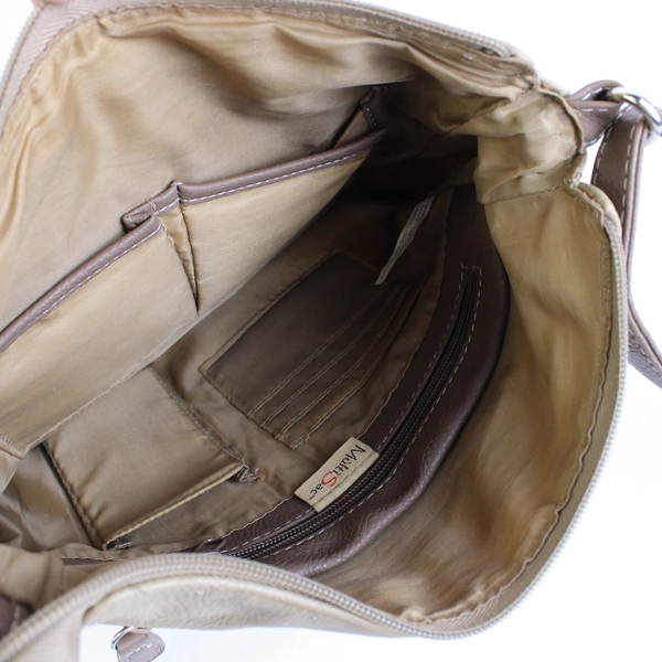 MultiSac Tan Brown Crossbody Purse Silver Hardware Women's Bag