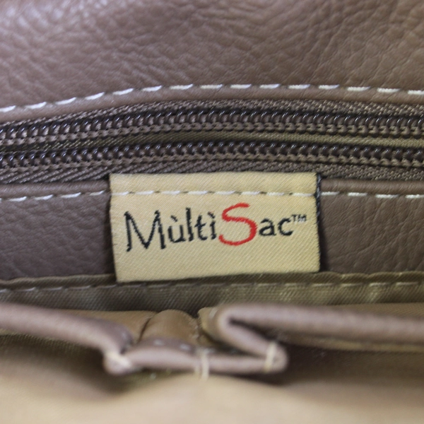 MultiSac Tan Brown Crossbody Purse Silver Hardware Women's Bag