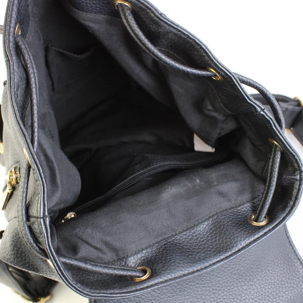Unbranded Women's Black Faux Leather Travel Backpack Rucksack Bag