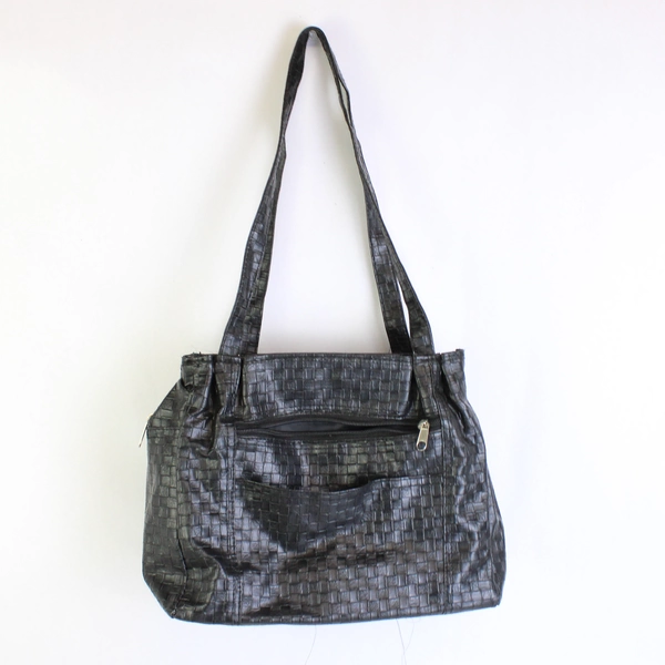 Gold Coast Black Weave Pattern Shoulder Purse Stylish Handbag