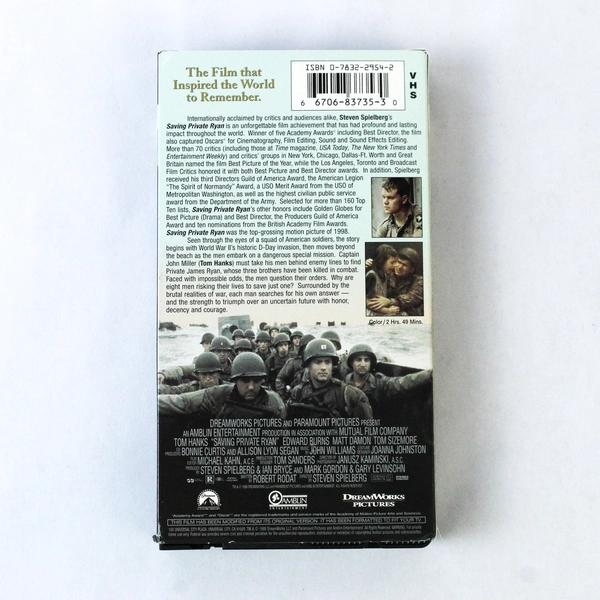 Saving Private Ryan Tom Hanks Steven Spielberg VHS Movie 1999 DreamWorks