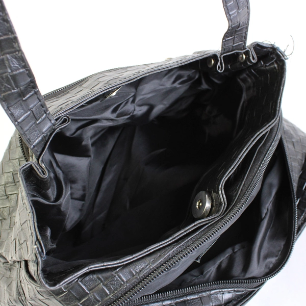 Gold Coast Black Weave Pattern Shoulder Purse Stylish Handbag