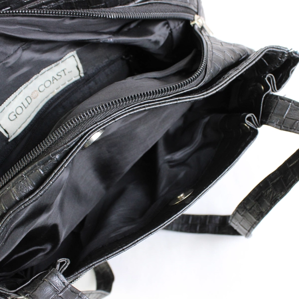 Gold Coast Black Weave Pattern Shoulder Purse Stylish Handbag