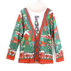 Ding Ge Fu Shi Men's 2XL Christmas Sleepwear Pullover Long Sleeve Shirt