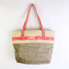 GUESS Medium Cream Pink Tote Bag Shoulder Handbag Women's Purse