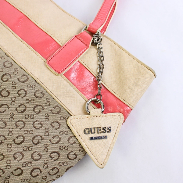 GUESS Medium Cream Pink Tote Bag Shoulder Handbag Women's Purse