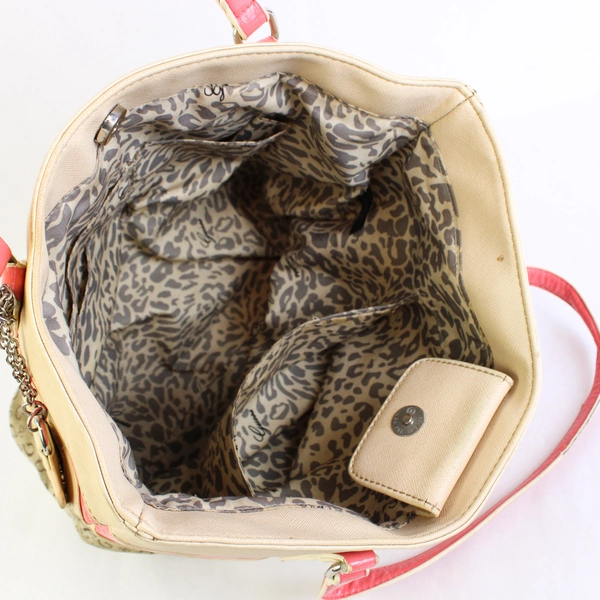 GUESS Medium Cream Pink Tote Bag Shoulder Handbag Women's Purse