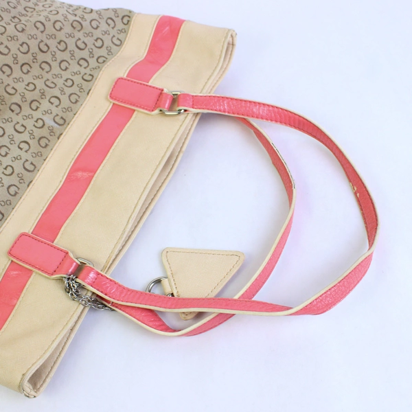 GUESS Medium Cream Pink Tote Bag Shoulder Handbag Women's Purse