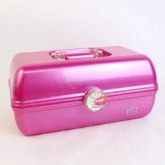 Caboodles Color Collisions Organizer with Mirror Bright Pink Makeup Case Vintage
