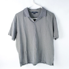 J Crew Men's Black White Striped Polo Short Sleeve 100% Cotton Size M