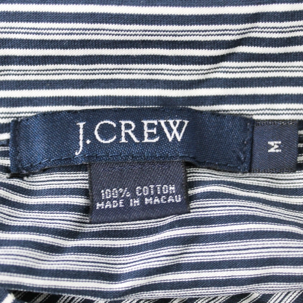 J Crew Men's Black White Striped Polo Short Sleeve 100% Cotton Size M
