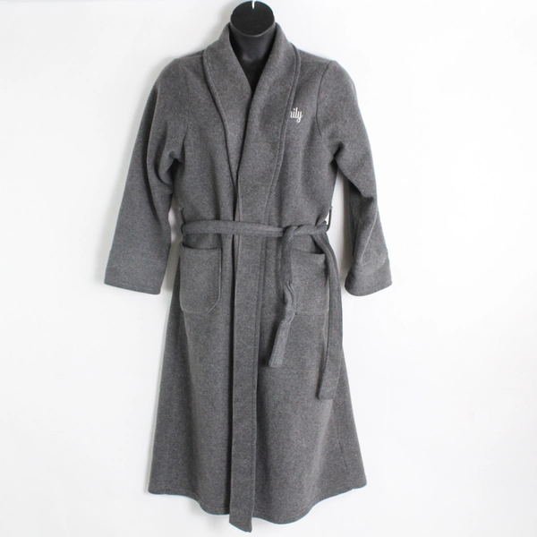 Lands' End Women's Petite Large Gray Soft Fleece Ankle Length Robe 14/16 Emily