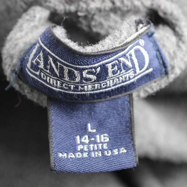 Lands' End Women's Petite Large Gray Soft Fleece Ankle Length Robe 14/16 Emily