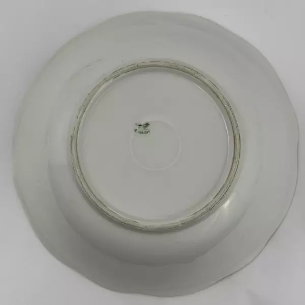 Vintage 8" Hand Painted Poppy Serving Bowl Green Bird Germany