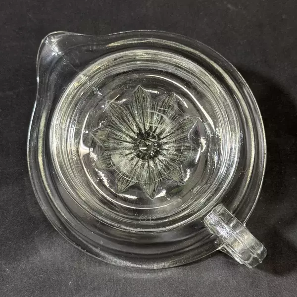 Vintage Clear Pressed Glass Manual Citrus Juicer Reamer with Handle & Spout 8"