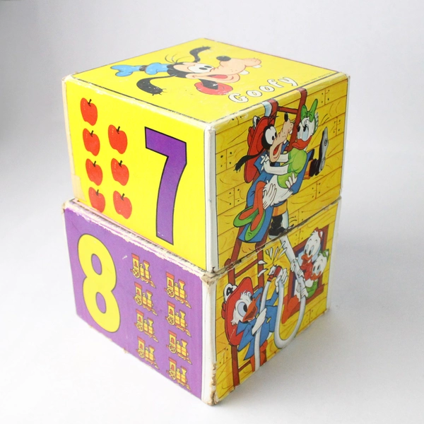 Vintage Disney Stacking Cardboard Box Nesting Blocks Mickey Mouse Goofy Donald