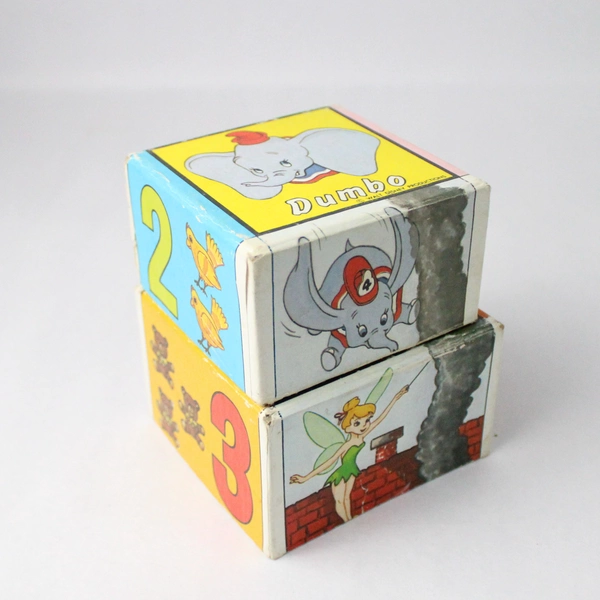 Vintage Disney Stacking Cardboard Box Nesting Blocks Mickey Mouse Goofy Donald