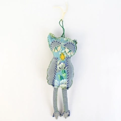 Whimsical Handmade Blue Floral Fabric Owl Doorknob Hanger Home Decor