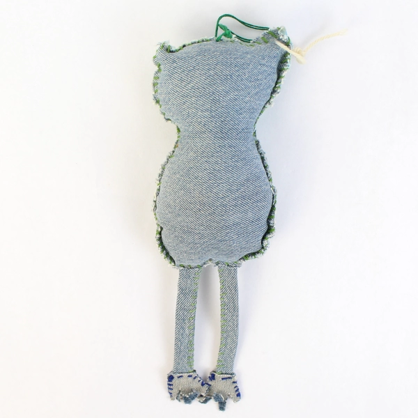 Whimsical Handmade Blue Floral Fabric Owl Doorknob Hanger Home Decor