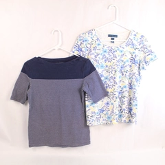 Lot of 2 Women's Small Tops Karen Scott & Charter Club Floral Stripes
