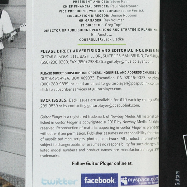 Guitar Player Magazine Dec 2010 Dweezil Zappa Zakk Wylde Robby Krieger