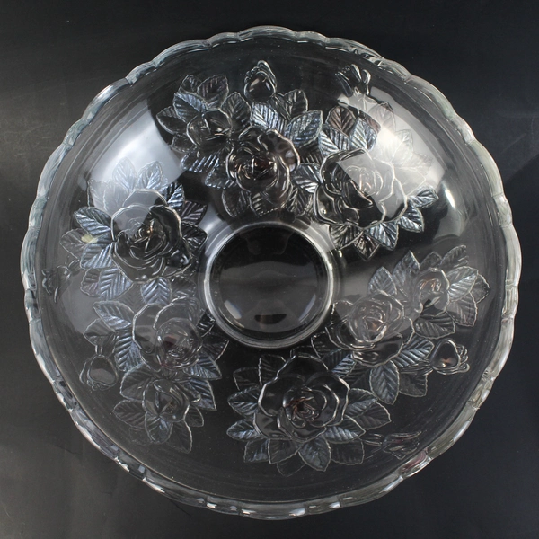 Home Beautiful Festive Rose Crystal Centerpiece Bowl 12.5 Inch 