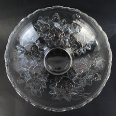 Home Beautiful Festive Rose Crystal Centerpiece Bowl 12.5 Inch 