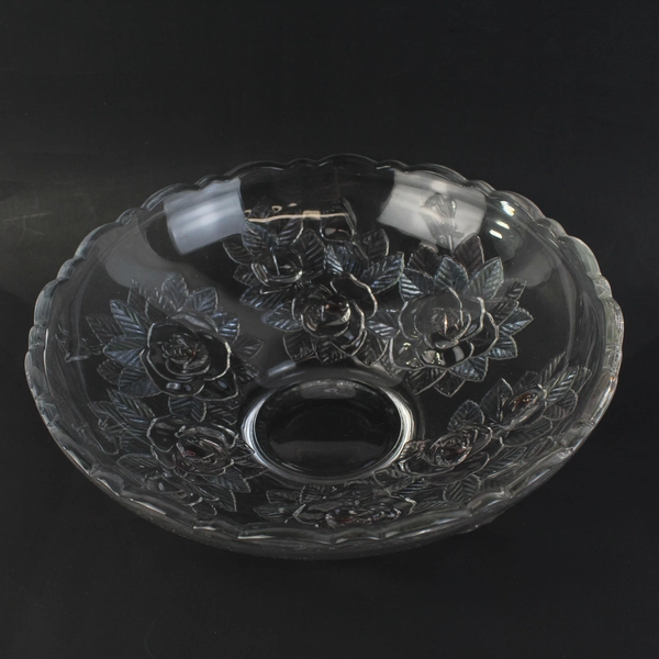 Home Beautiful Festive Rose Crystal Centerpiece Bowl 12.5 Inch 