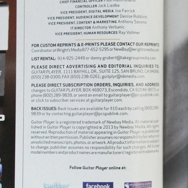 Guitar Player Magazine June 2013 - Joe Satriani & Peter Frampton, Good Condition