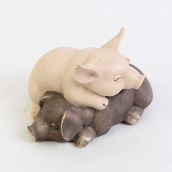 Vintage 1988 Enesco 2.25" Ceramic Pigs Couple Figurine Collectible