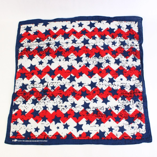 Vintage Red White and Blue Stars Cotton Bandana 21.5" RN 13962