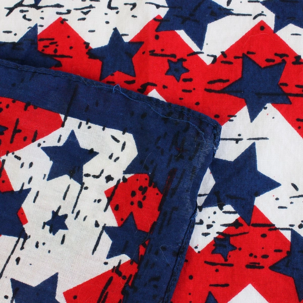 Vintage Red White and Blue Stars Cotton Bandana 21.5" RN 13962