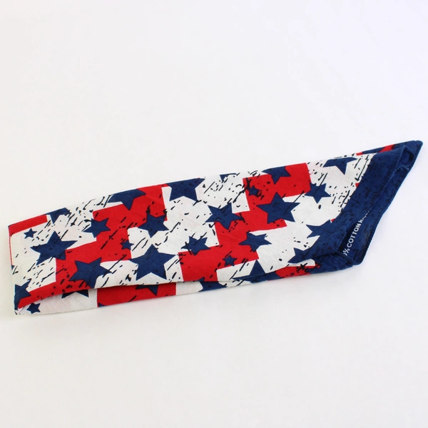 Vintage Red White and Blue Stars Cotton Bandana 21.5" RN 13962