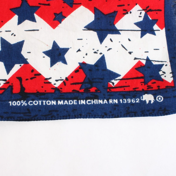Vintage Red White and Blue Stars Cotton Bandana 21.5" RN 13962