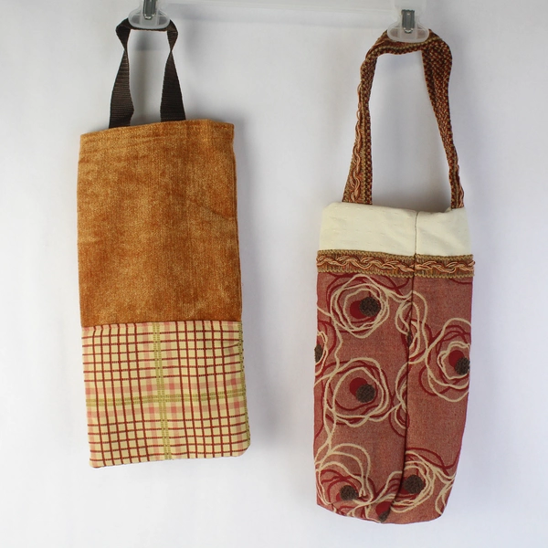 Lot of 2 Handmade Reusable Bottle Tote Grocery Bags