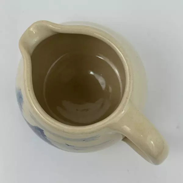 1995 Paul Storie Pottery Creamer Beige Cobalt Blue 3.75" Decorative Collectible