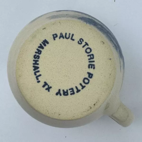 1995 Paul Storie Pottery Creamer Beige Cobalt Blue 3.75" Decorative Collectible