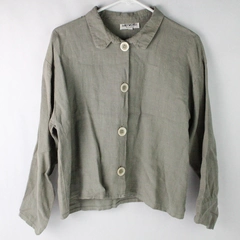 Aly Wear Gray Women's Button Up Medium Long Sleeve