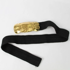 Unbranded Black Woven Belt With Intricate Gold-Toned Buckle Women's 35"