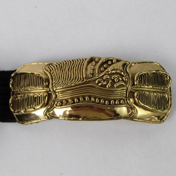 Unbranded Black Woven Belt With Intricate Gold-Toned Buckle Women's 35"