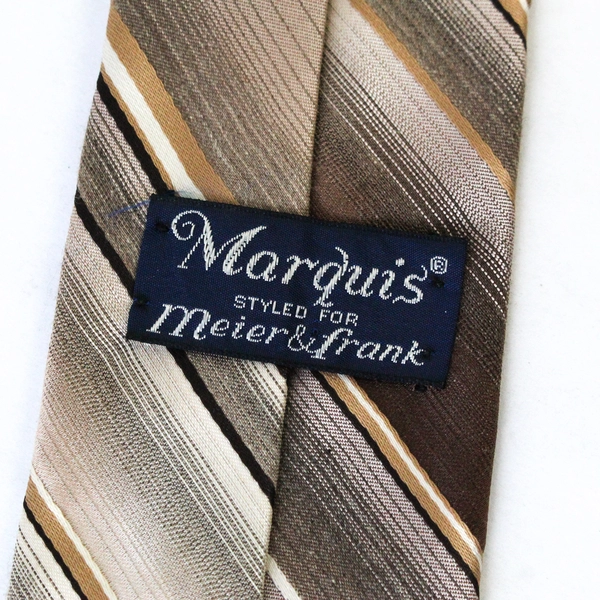 Marquis Men's Necktie for Meier & Frank Brown Striped 54.5" Pre-Owned